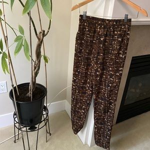 NOUL Brown Patterned Art Deco Elastic Waist Pants